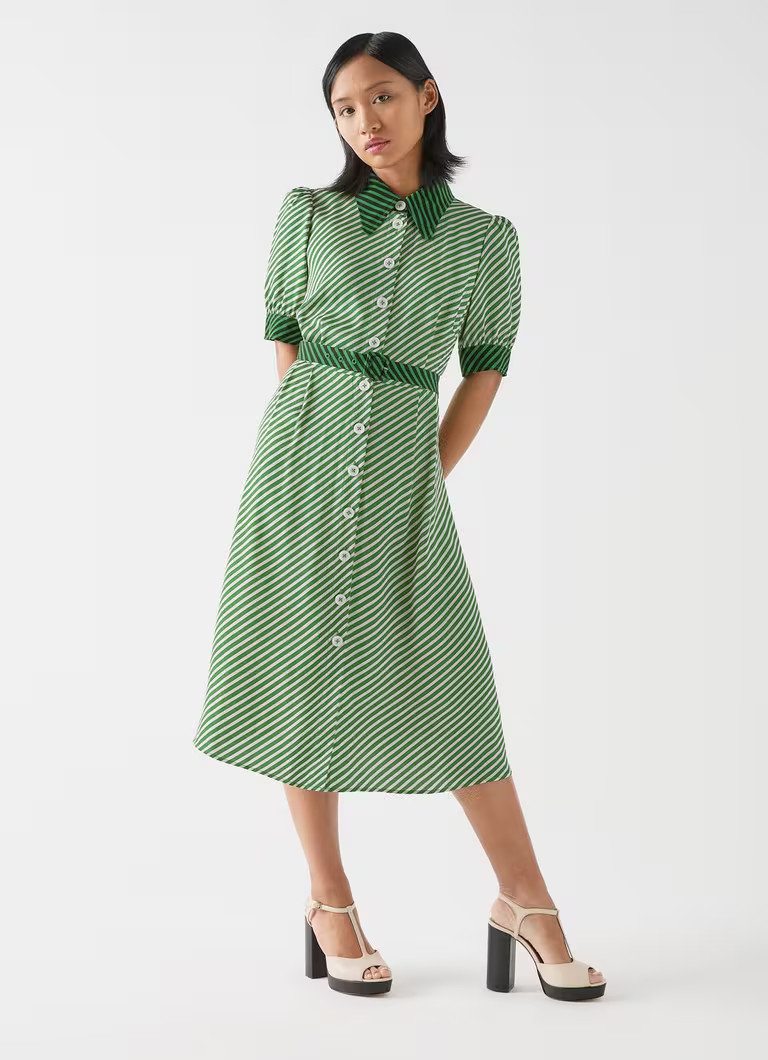 Val Petite Green & Birch Printed Shirt Dress | L.K. Bennett (UK)