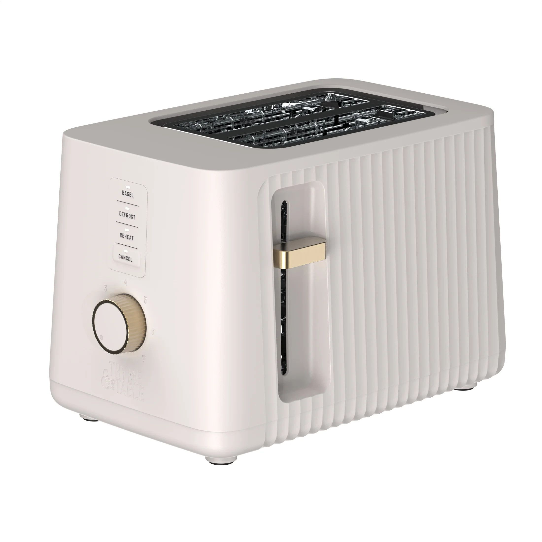 Thyme & Table 2-Slice Toaster, Extra-Wide Slots with Slide-Out Removable Crumb Tray, Sand White | Walmart (US)