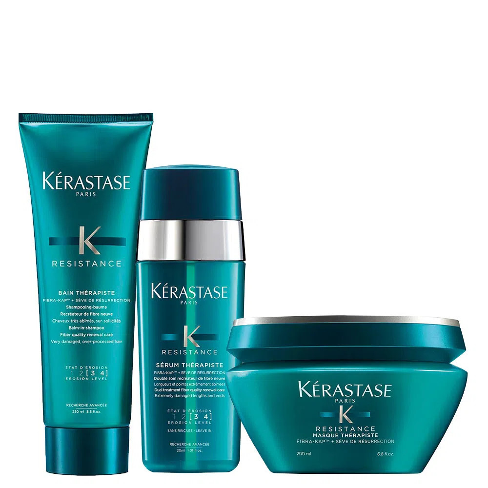 Kit Kérastase Résistance Thérapiste - Shampoo  250 ml + Máscara  200 ml + Sérum  30 ml - AMO... | Amobeleza (BR)