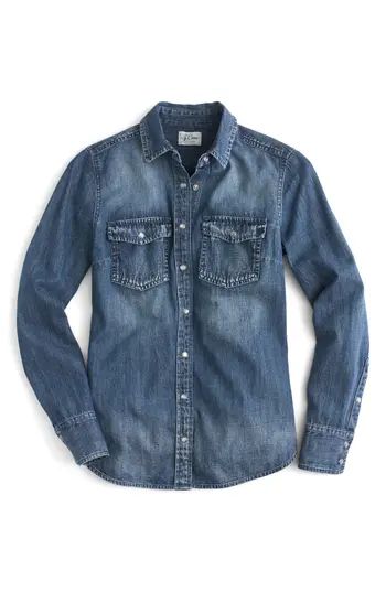 Women's J.crew Washed Western Chambray Shirt | Nordstrom
