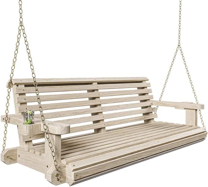 Porchgate Amish Heavy Duty 800 Lb Roll Comfort Treated Porch Swing W/ Chains (4 Foot, Unfinished) | Amazon (US)