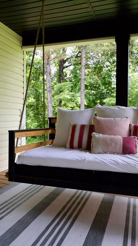 Front porch swing bed, outdoor furniture, outdoor swing 

#LTKhome #LTKVideo #LTKstyletip