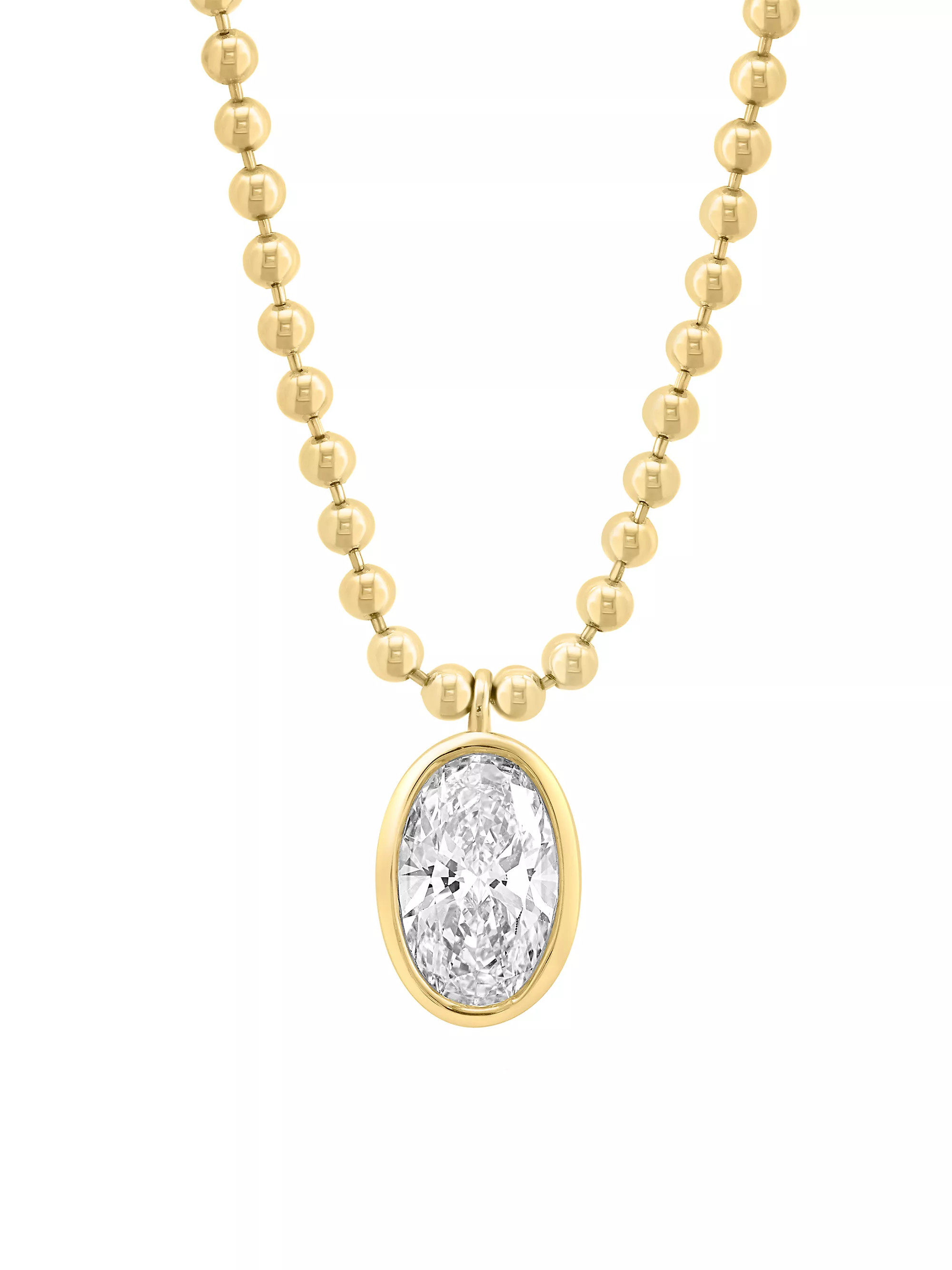 14K Yellow Gold & 1.0 TCW Oval Lab-Grown Diamond Necklace | Saks Fifth Avenue