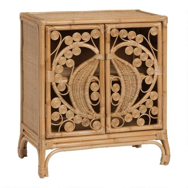 Open Weave Peacock Rattan Storage Cabinet | World Market