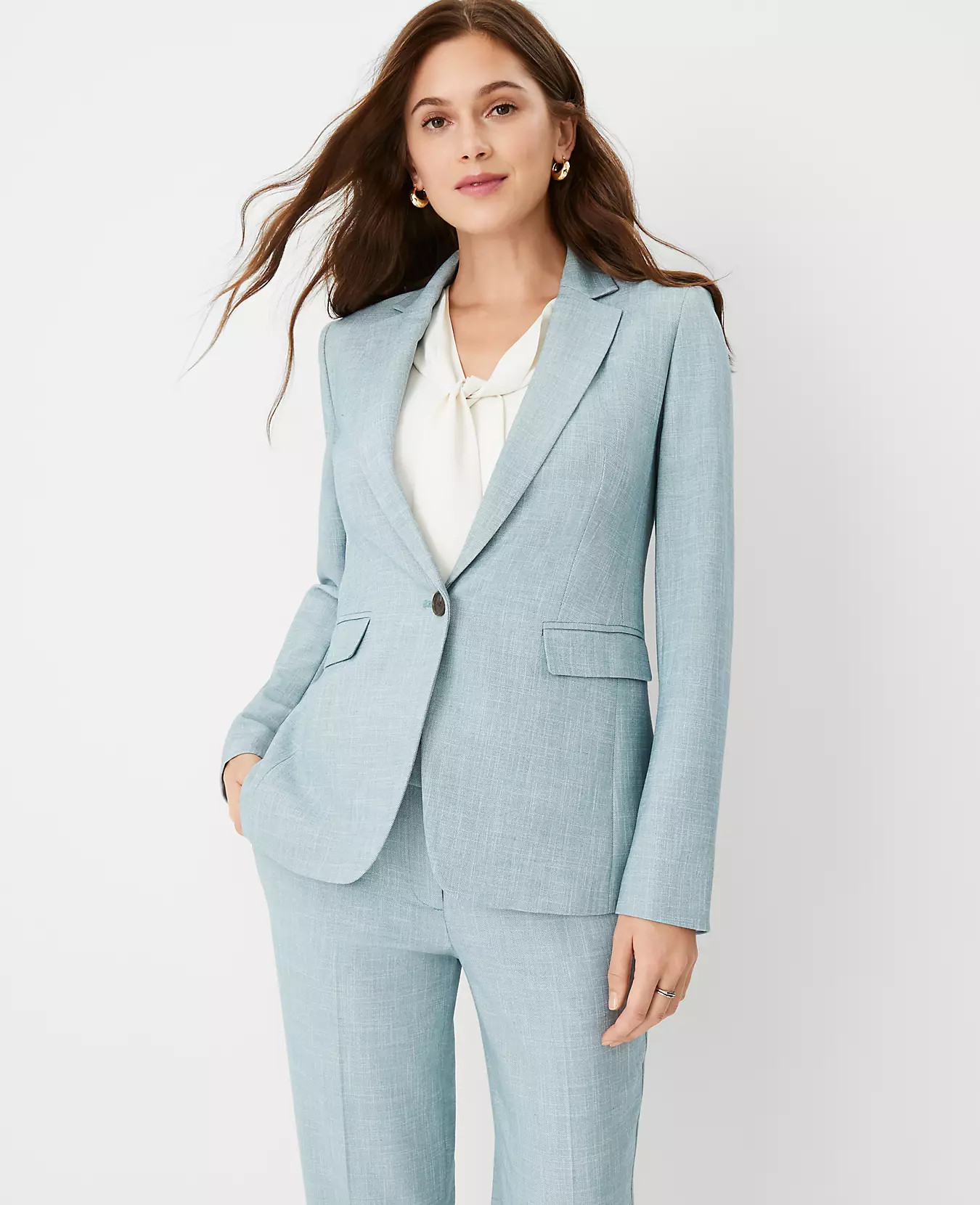 The One Button Blazer in Cross Weave | Ann Taylor | Ann Taylor (US)