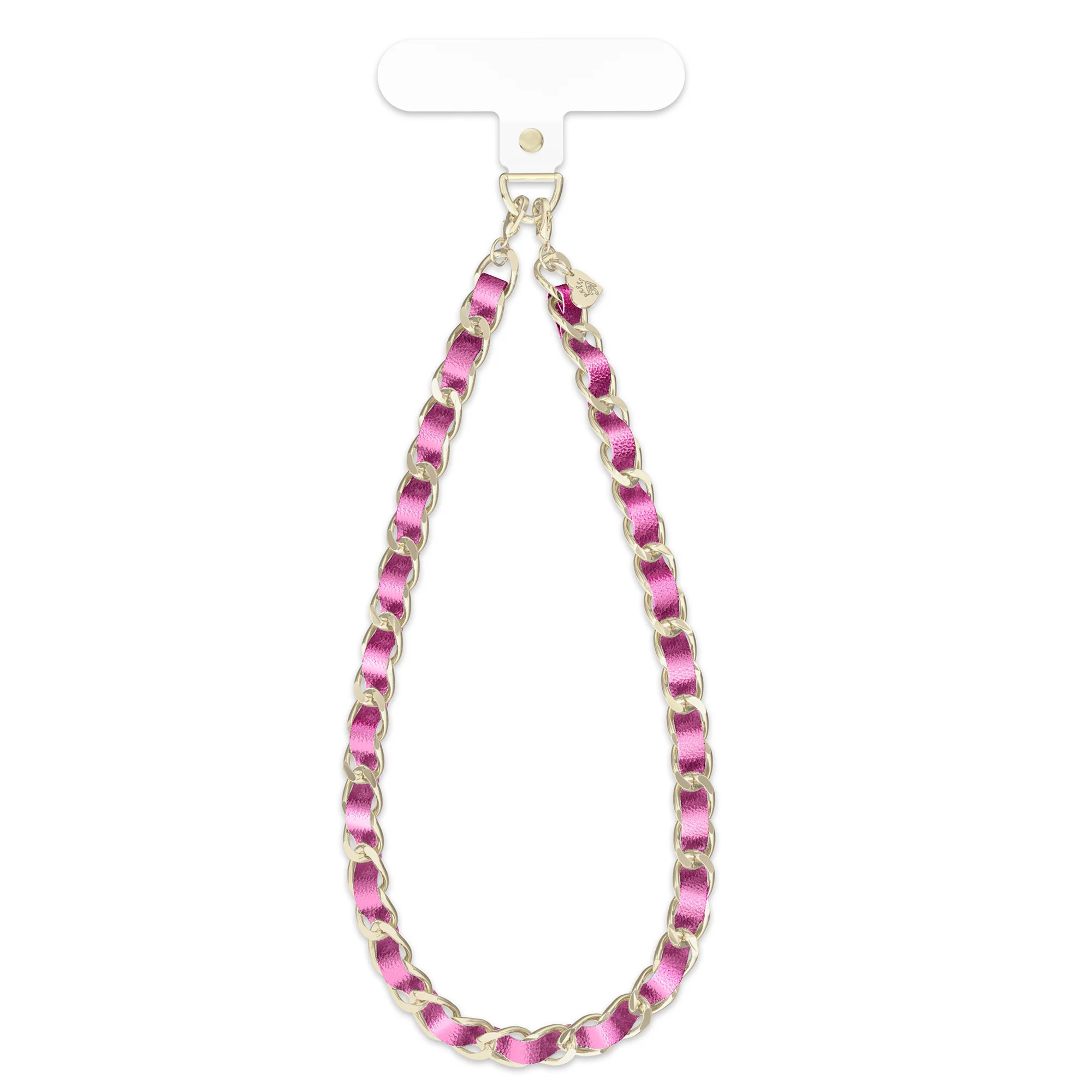 Metallic Pink Leather Chain Phone Charm | Velvet Caviar