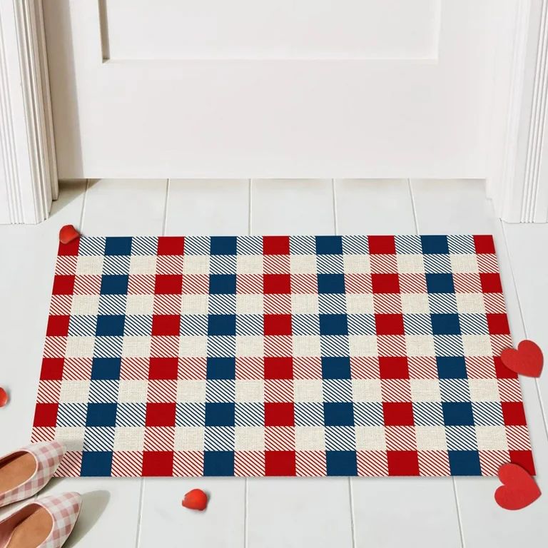 Independence Day Happy Entrance Door Mat 4th of July Red White Blue Stripe Mat Tradition Patrioti... | Walmart (US)