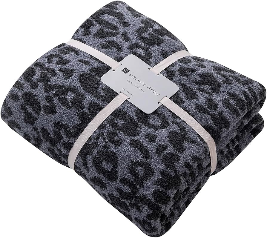 MH MYLUNE HOME Ultra Soft Leopard Throw Blanket, Charcoal Blue, 50"x60" | Amazon (US)