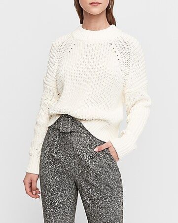 mixed stitch pullover sweater | Express