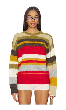 GUIZIO Oversized Stripe Jumper in Olive from Revolve.com | Revolve Clothing (Global)