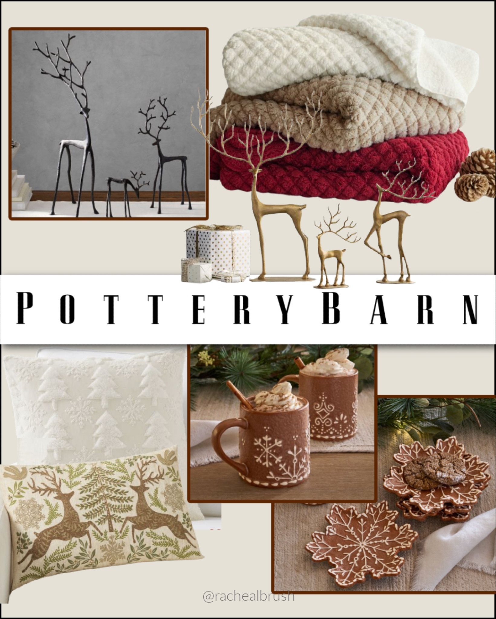 Pottery Barn Holiday Collection. Gingerbread. Bronze Deer. Sherpa pillows. Cozy blankets. Christmas mugs   

#LTKHoliday #LTKhome #LTKSeasonal
