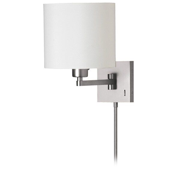 Dainolite 1-light Cast Metal Swing Arm Lamp in White Tapered Drum Shade | Bed Bath & Beyond