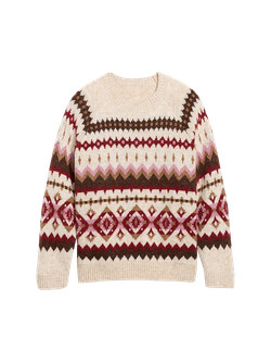 Fair Isle Cozy Shaker-Stitch Pullover Sweater for Women | Old Navy (US)
