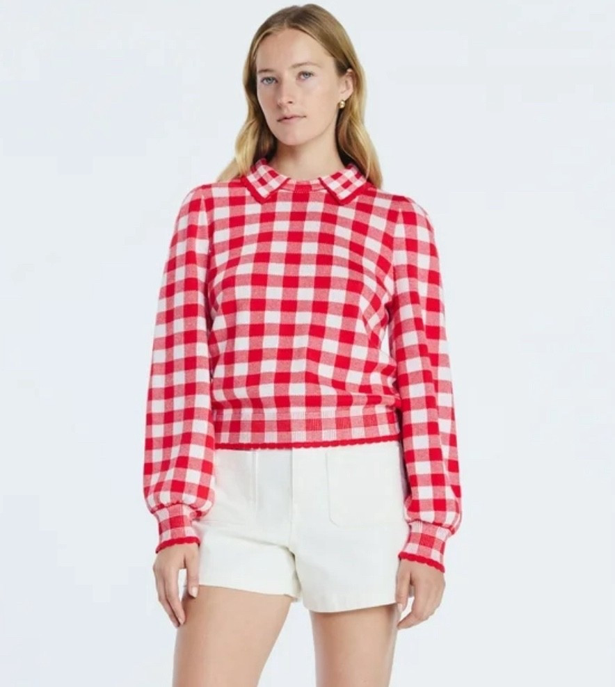 Free Assembly Women's Collared Sweater with Long Puff Sleeves, Midweight, Sizes XS-XXL

#LTKFindsUnder50