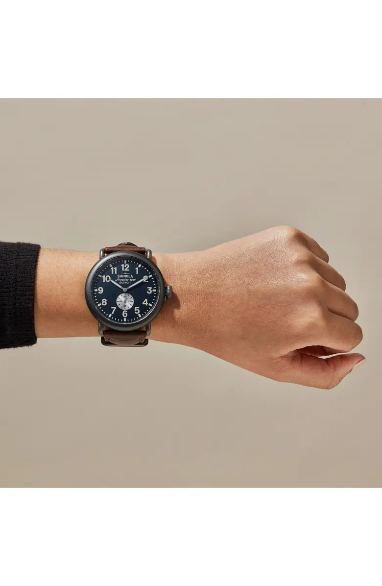 Shinola 'The Runwell' Leather Strap Watch, 47mm | Nordstrom | Nordstrom