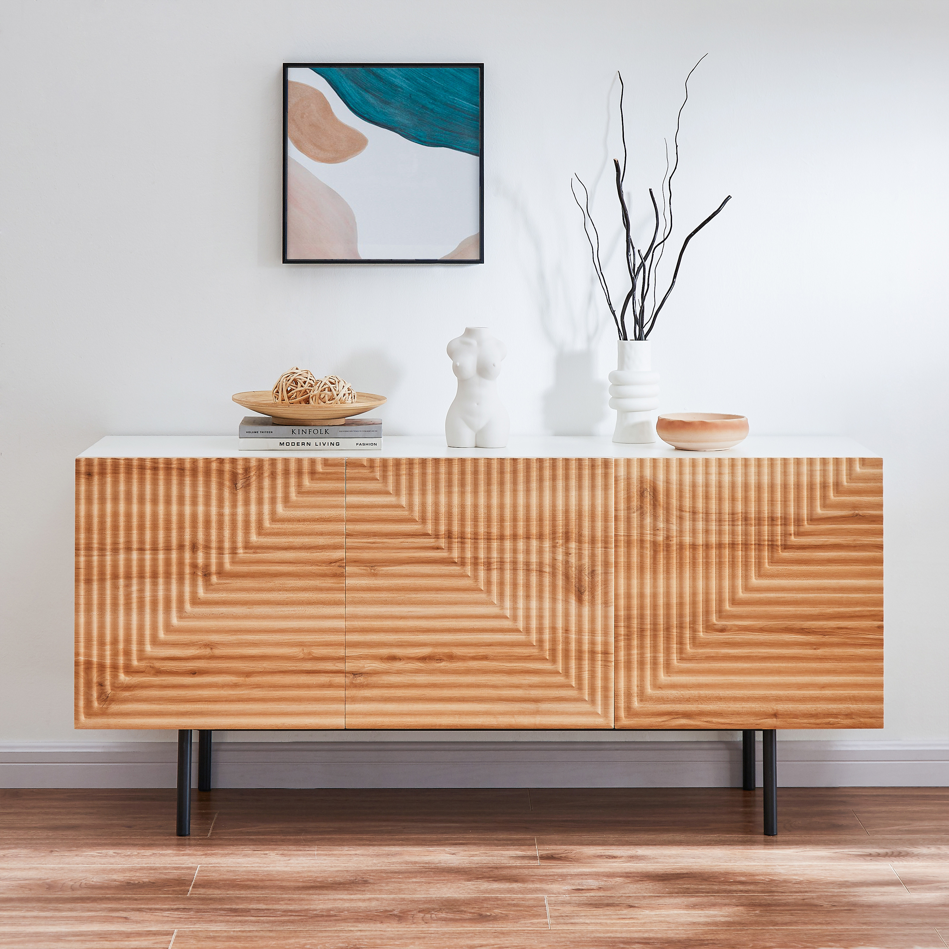 Roomfitters Mid Century Boho Modern TV Stand for TVs up to 65", Buffet Cabinet, Sideboard Credenz... | Walmart (US)