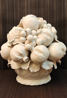 Stunning Lifelike Fullsize Ceramic Fruit Basket White Pottery Pomegranate Grapes  | eBay | eBay US