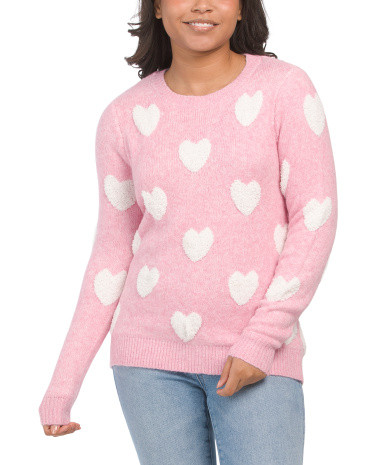 Seasonal Crew Neck All Over Hearts Sweater | TJ Maxx