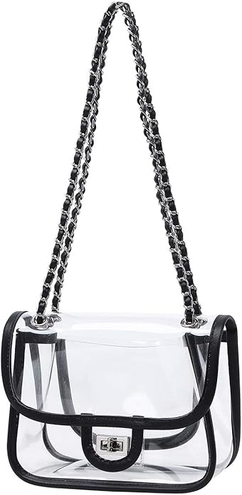 LAM GALLERY Womens PVC Clear Purse Handbag with Chain Stadium Approved Clear Bag See Through Bag ... | Amazon (US)