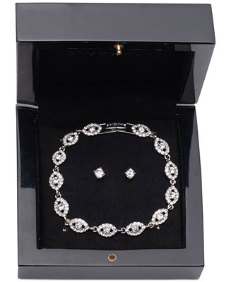 2-Pc. Set Stone & Crystal Link Bracelet & Crystal Stud Earrings | Macy's