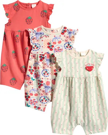 Pack of 3 Assorted Frill Rompers | Nordstrom
