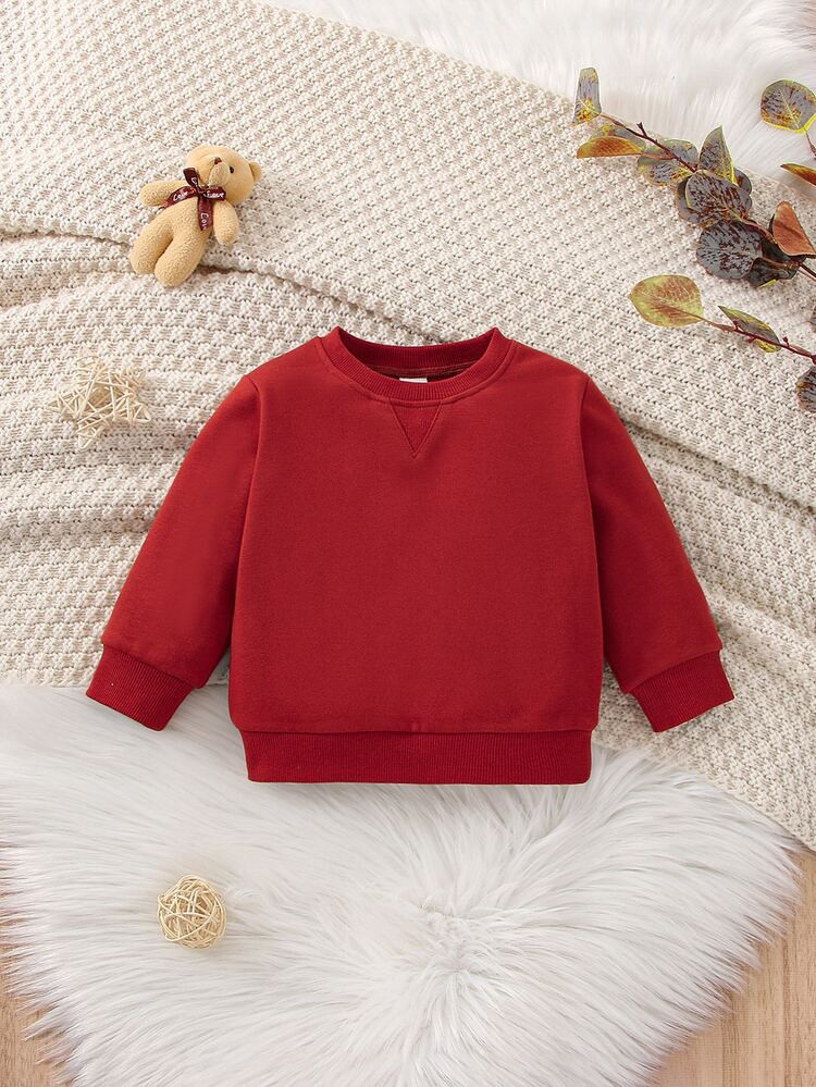 Baby Solid Round Neck Sweatshirt | SHEIN