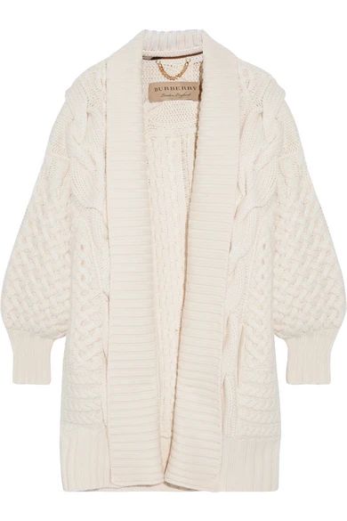 Burberry - Cable-knit Wool And Cashmere-blend Cardigan - Ivory | NET-A-PORTER (UK & EU)