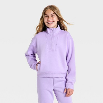 Girls' Airy Sleek 1/2 Zip Pullover Sweatshirt - All In Motion™ Lilac Purple L | Target