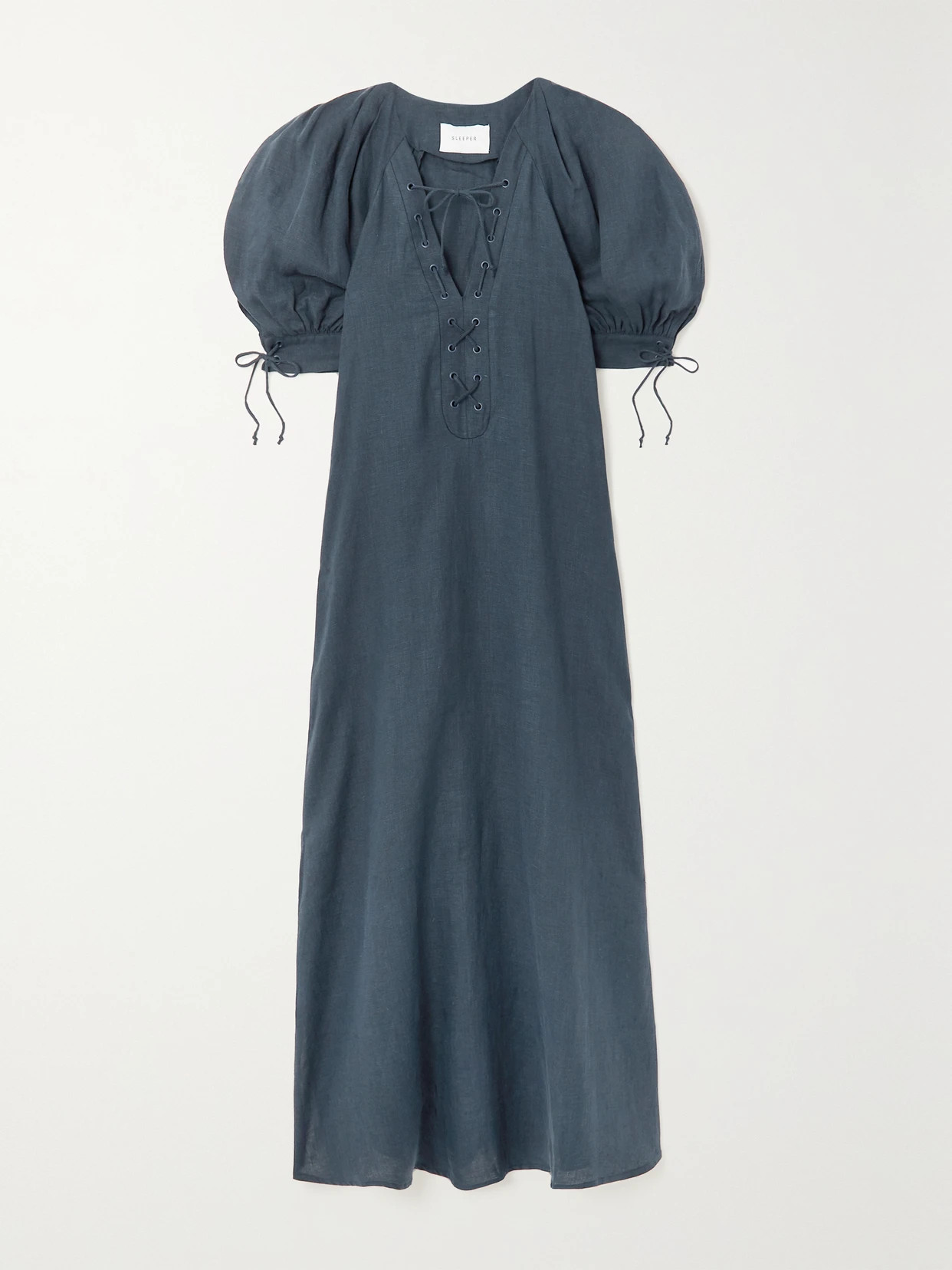 Sleeper - + Net Sustain Garden Linen Midi Dress - Blue | NET-A-PORTER (US)