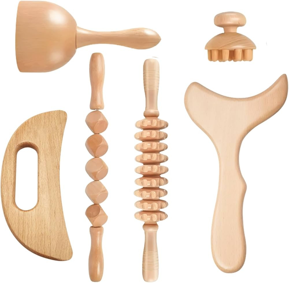 Wood Therapy Massage Tools Set 6-in-1 – Maderoterapia Lymphatic Drainage Massager Kit for Body ... | Amazon (US)