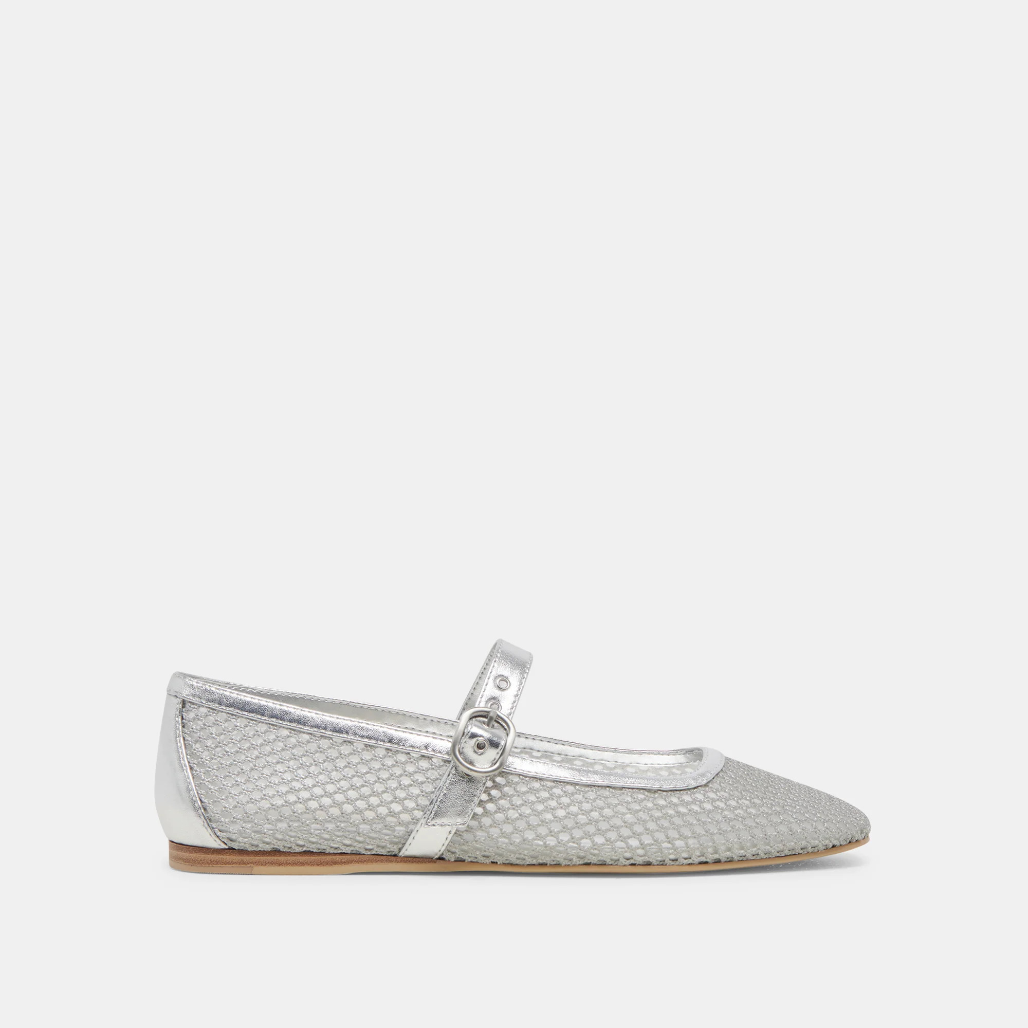 RODNI MESH BALLET FLATS SILVER WOVEN MESH | DolceVita.com