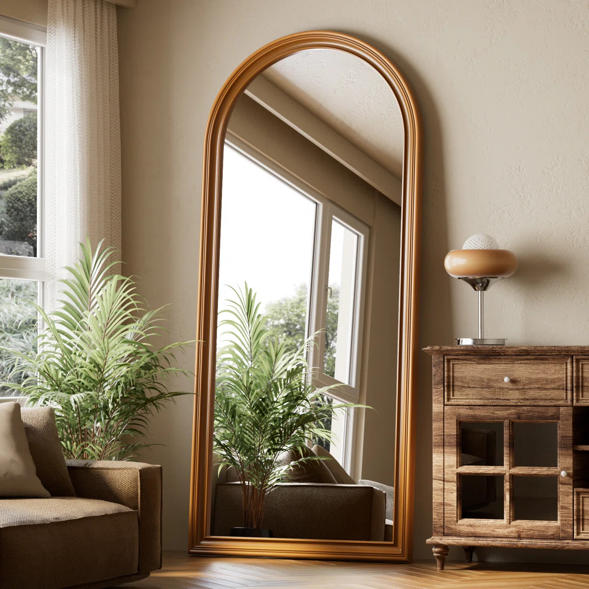 Vintage Arched Full Length Mirror 32"X71" Standing Floor Mirror Full Body Mirror With Pu Frame | Wayfair North America