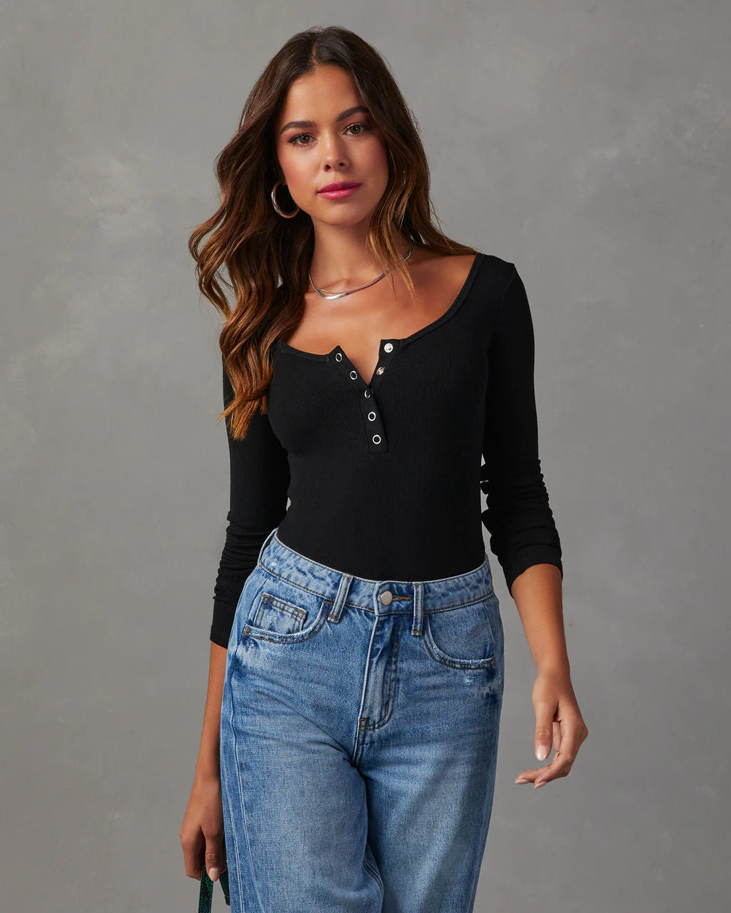 Venus Ribbed Knit Henley Bodysuit | VICI