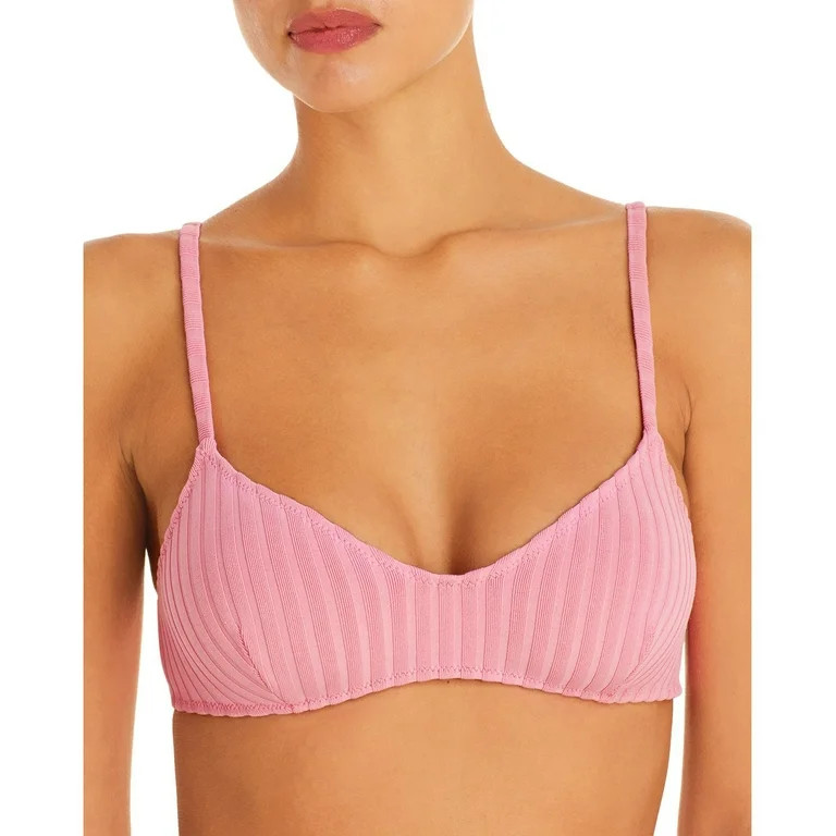 Solid & Striped The Rachel Ribbed Bikini Top – Pink, Medium | Walmart (US)