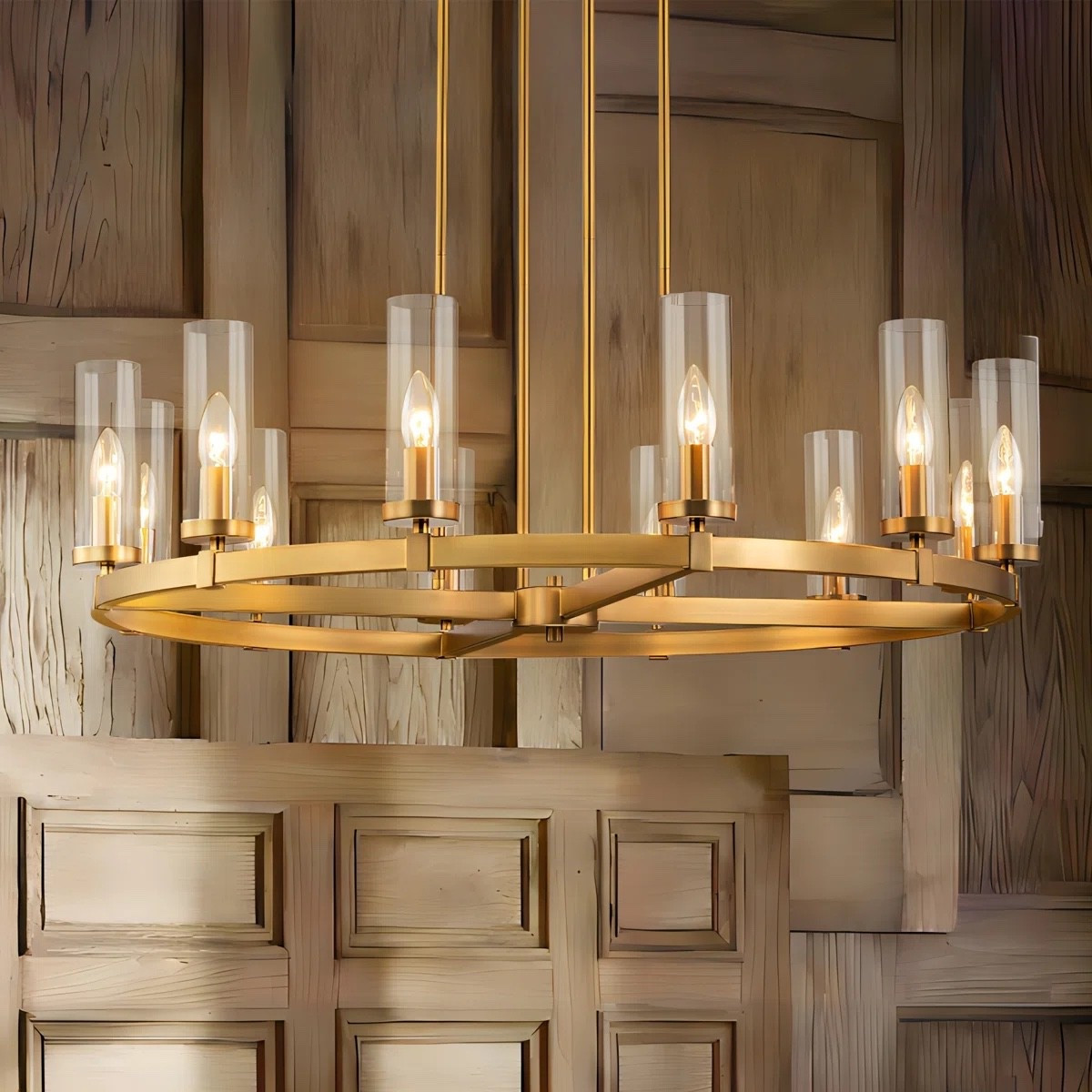 This 12-light wagon wheel chandelier features a bold metal frame and dimmable lighting, creating a striking statement piece that brings warmth, scale, and architectural presence to dining rooms and great spaces. ON SALE and under $550.

#LTKSeasonal #LTKHome #LTKSaleAlert