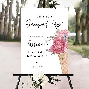 She's Been Scooped Up Bridal Shower Sign, Personalized Bridal Shower Welcome Sign, Flowers In Ice... | Amazon (US)