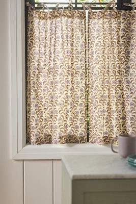 Leora Printed Cotton Tie-Top Floral Café Curtains, Set of 2 | Anthropologie (US)