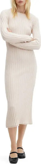 MANGO Long Sleeve Rib Knit Dress | Nordstrom | Nordstrom
