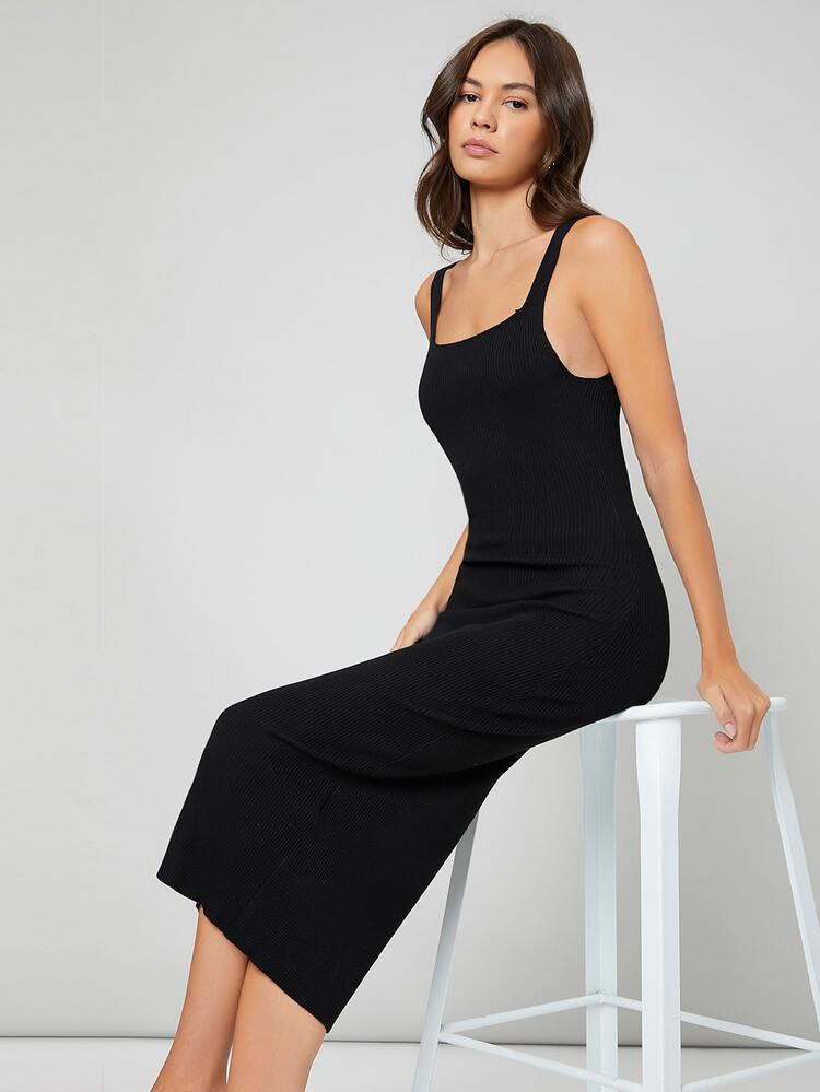 SHEIN BASICS Rib-knit Tank Sweater Dress | SHEIN