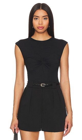 Rue Sophie Louise Knotted Bodysuit in Black. - size XS | Revolve Clothing (Global)