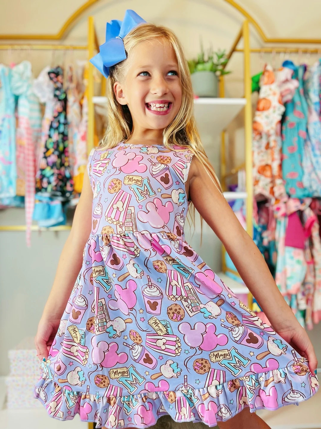 Girls' Mouse Treats Dress: Cotton Vacation Outfit With Bow - Etsy | Etsy (US)