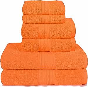 Glamburg 6 Piece Towel Set, 100% Combed Cotton - 2 Bath Towels, 2 Hand Towels, 2 Wash Cloths - 60... | Amazon (US)