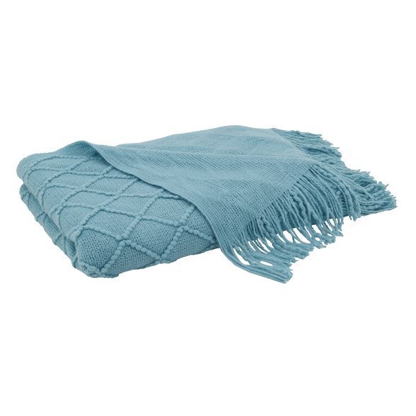 50"x60" Solid with Knitted Design Throw Blanket - Saro Lifestyle | Target