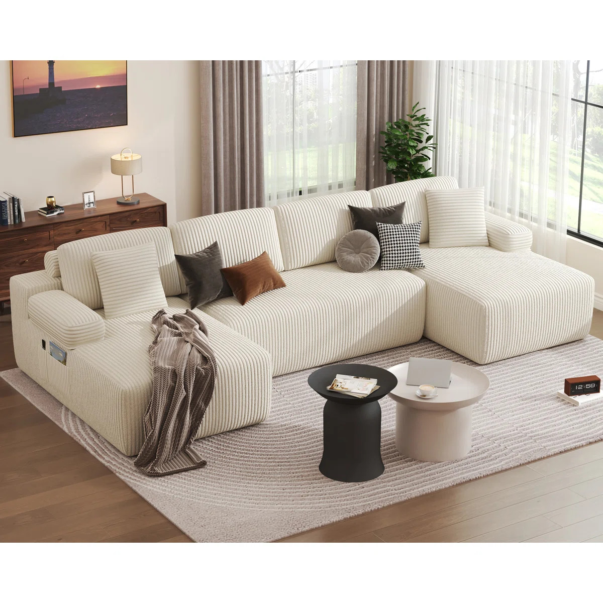 Mercer41 126.2" Modular Couch U-Shaped Cloud Comfort Sectional Sofa With Double Chasie & Reviews ... | Wayfair North America