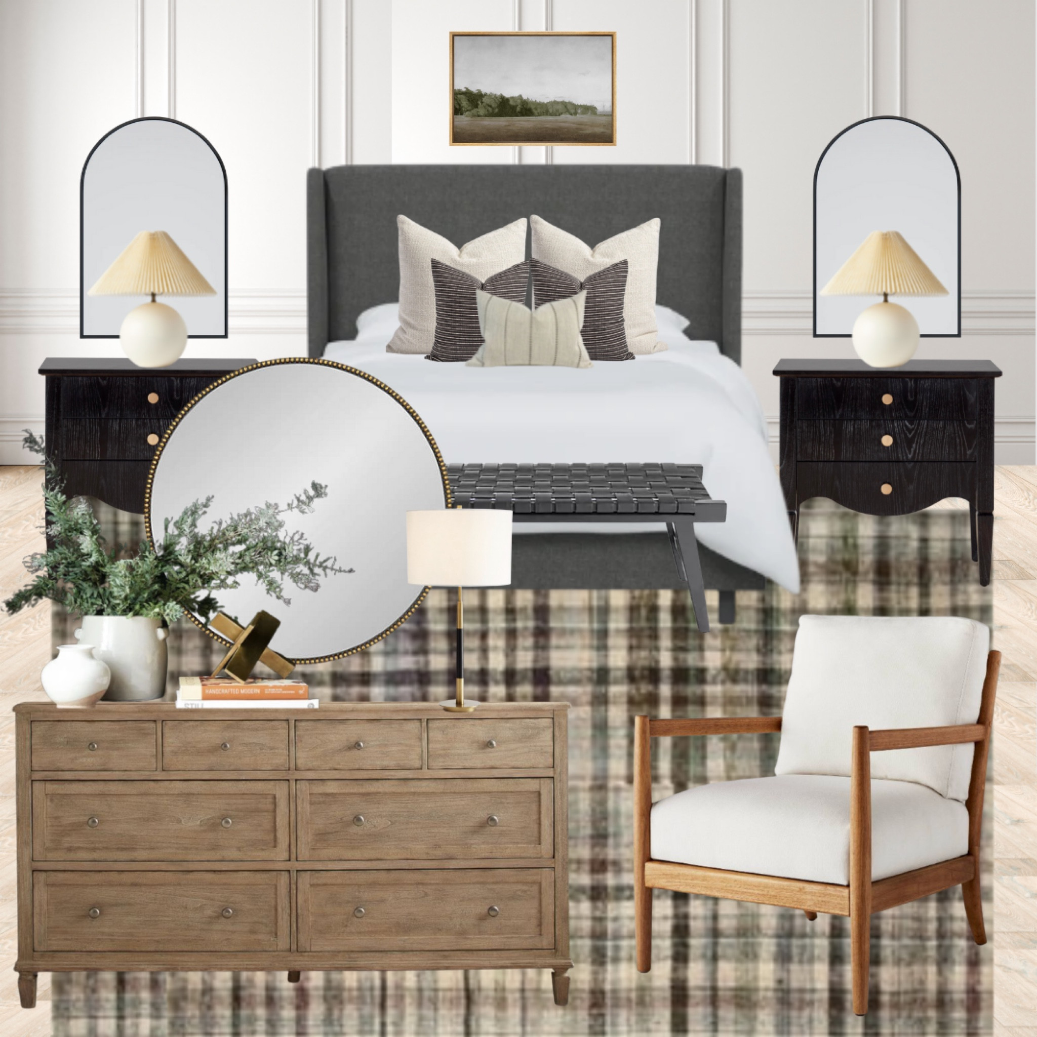 Moody bedroom design board. These nightstands are a new favorite find! Also comes in a dresser version 👌🏻

#LTKsalealert #LTKhome