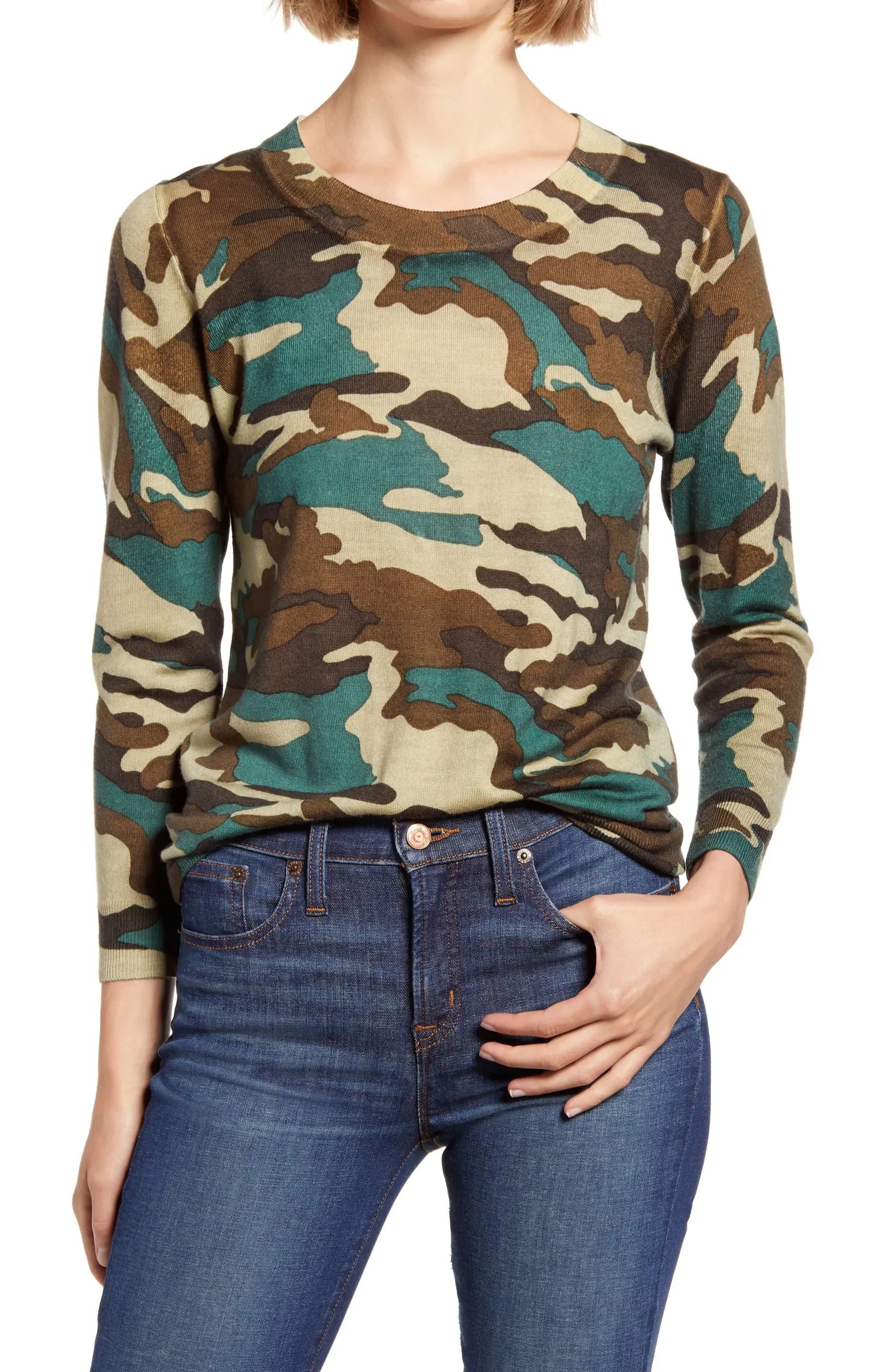 Camo Print Merino Wool Sweater | Nordstrom