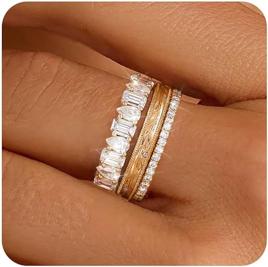 FUNEIA Stackable Gold Rings for Women Non Tarnish Chunky 14K Gold Plated Rings that Don't Tarnish... | Amazon (US)