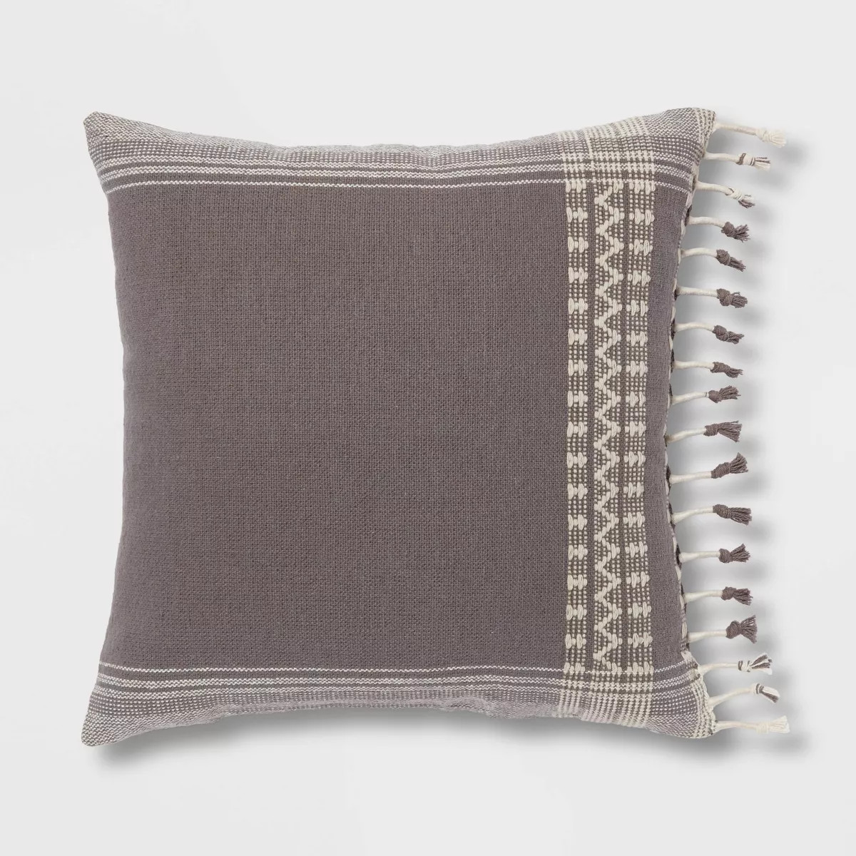 Square Woven Pattern Tassel Decorative Throw Pillow Light Gray - Threshold™: Cotton & Wool Blen... | Target
