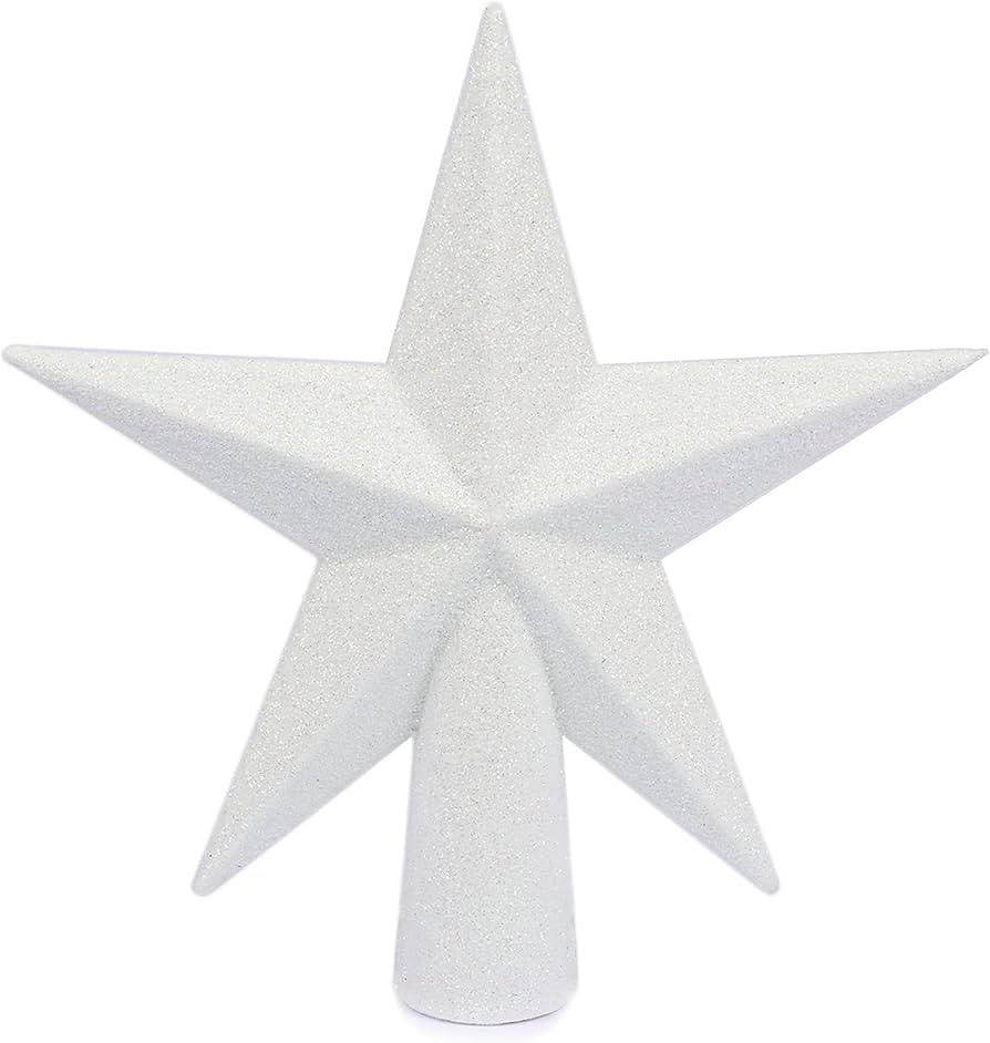 YYCRAFT Glitter Star Tree Topper Christmas Decoration-6 Inch,White | Amazon (US)