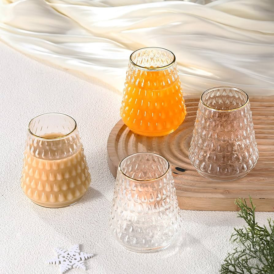 4 Pcs Christmas Tree Glass Cups Gold Rim Glassware Clear Coffee Tea Milk Cups Christmas Holiday G... | Amazon (US)